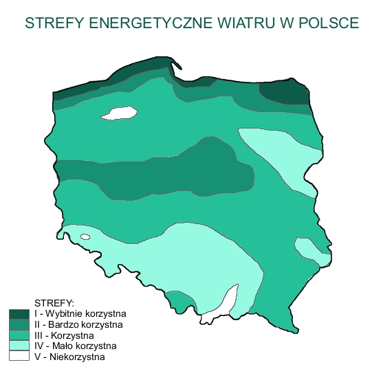Strefy energetyczne wiatruw Polsce